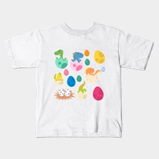 dinosaur, dinosaur egg, fossil, cute, lovely, adorable, charming, sweet,a cute character Kids T-Shirt